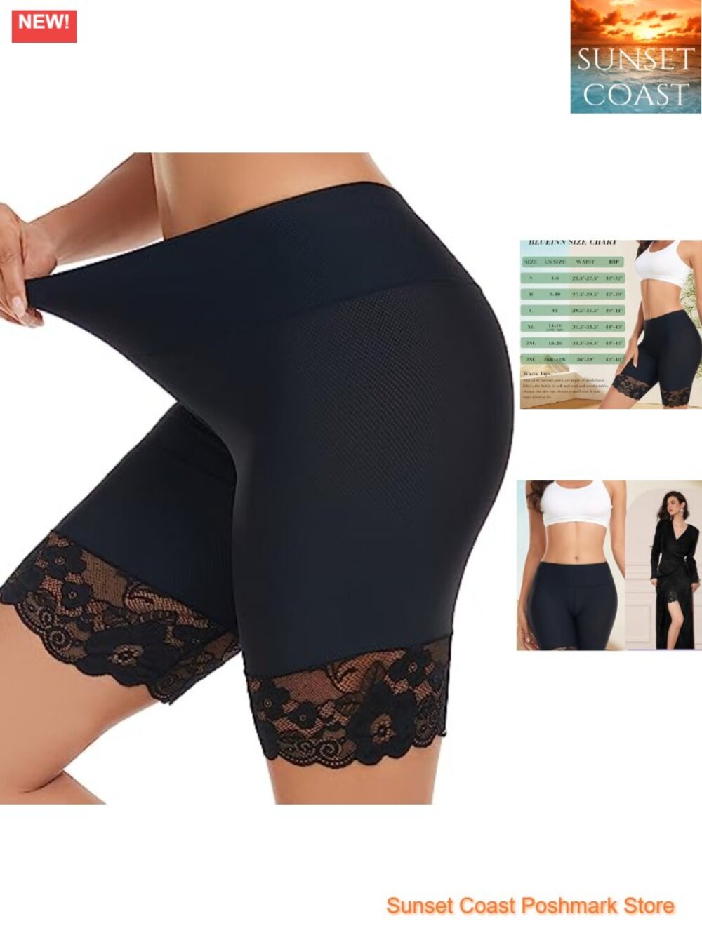 High Waist Mesh Slip Shorts Anti Chafing Lace Underwear for Dresses